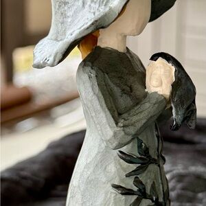 Bat Witch Elegant Gray Figurine with Hat